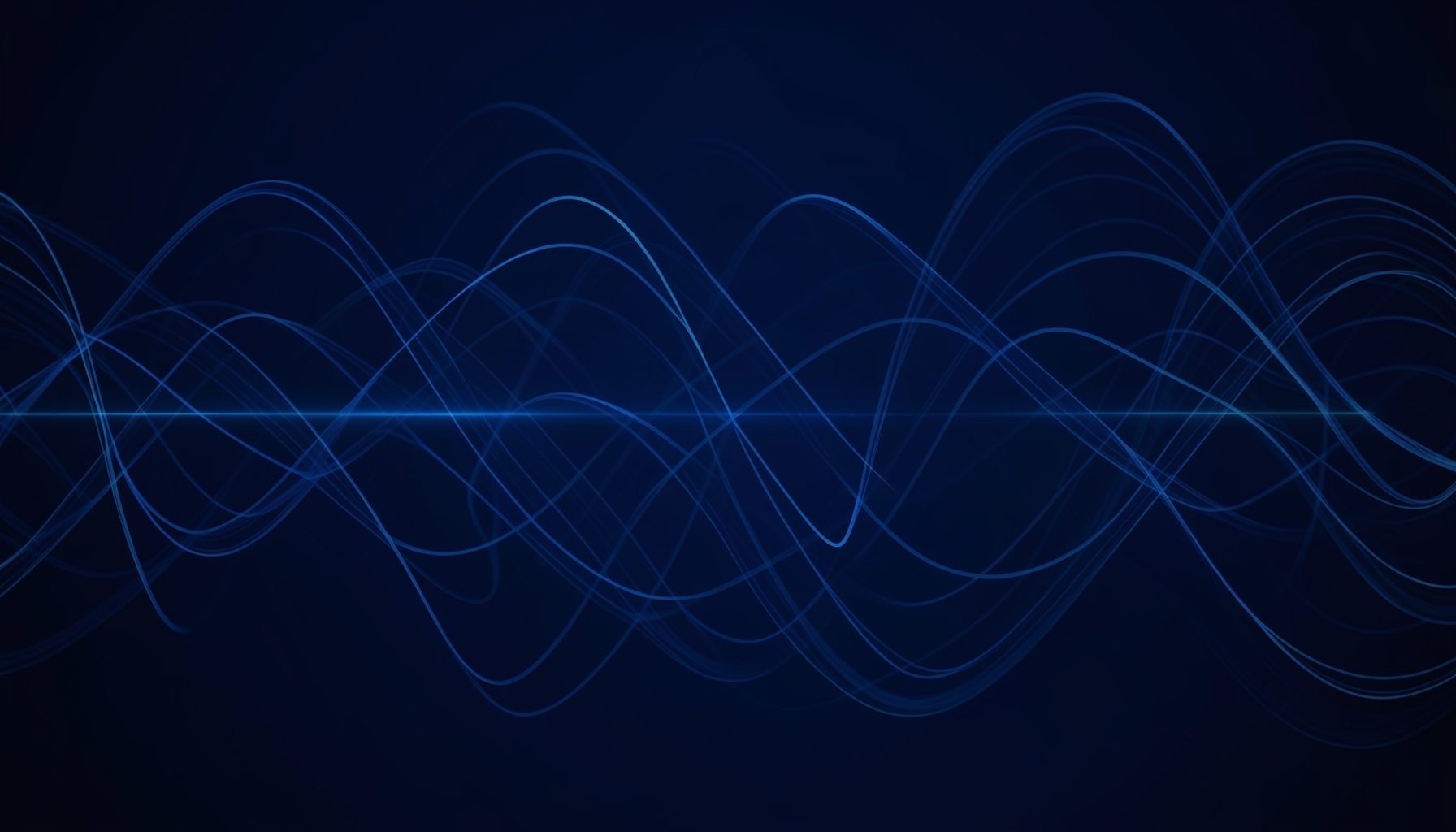Dark blue abstract background with soft overlapping circular waveforms suggesting cardiac rhythm patterns, deep navy tones with subtle lighter blue highlights