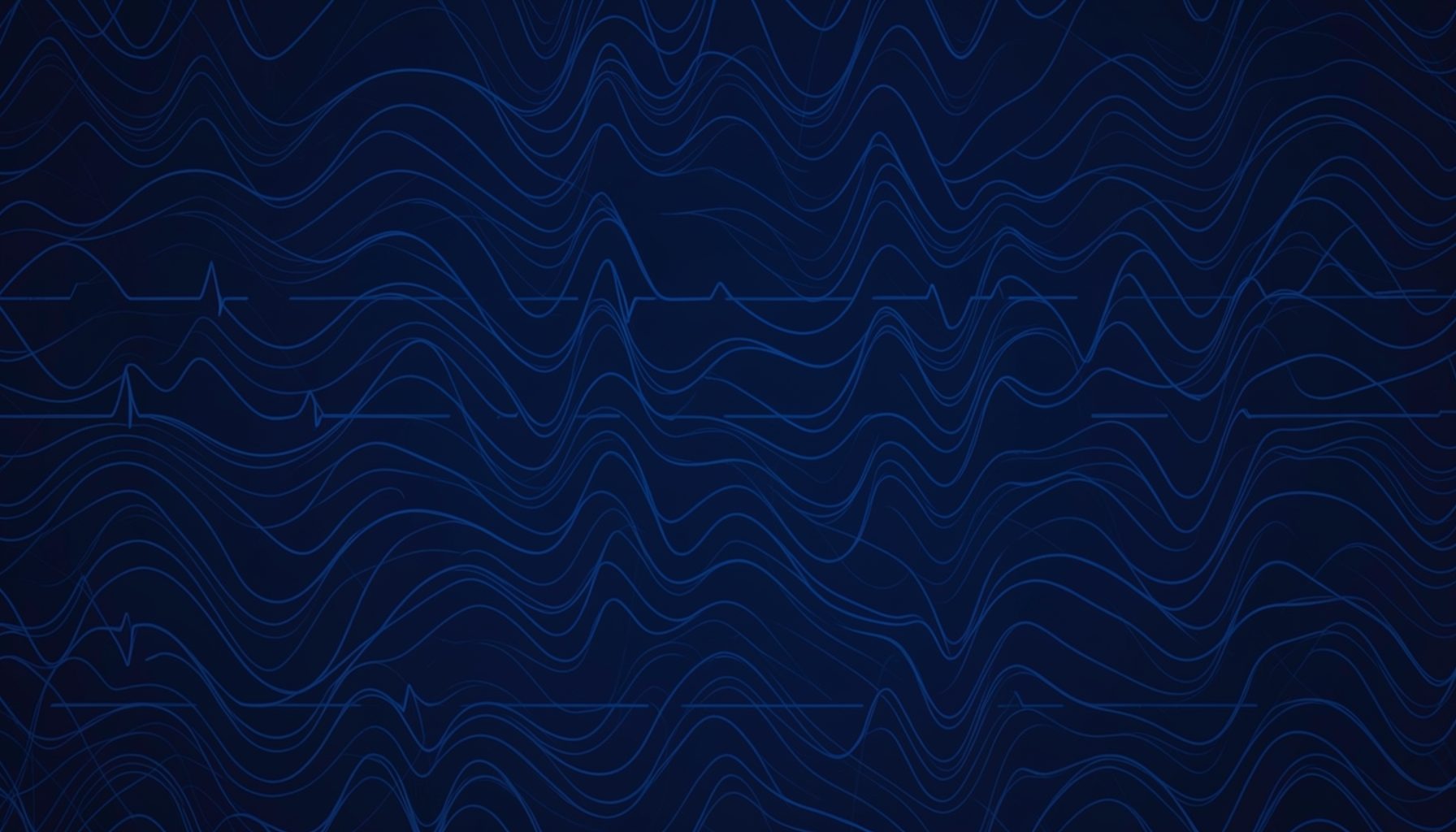 Dark blue abstract pattern with subtle rhythmic wave lines suggesting cardiac electrophysiology, deep navy tones