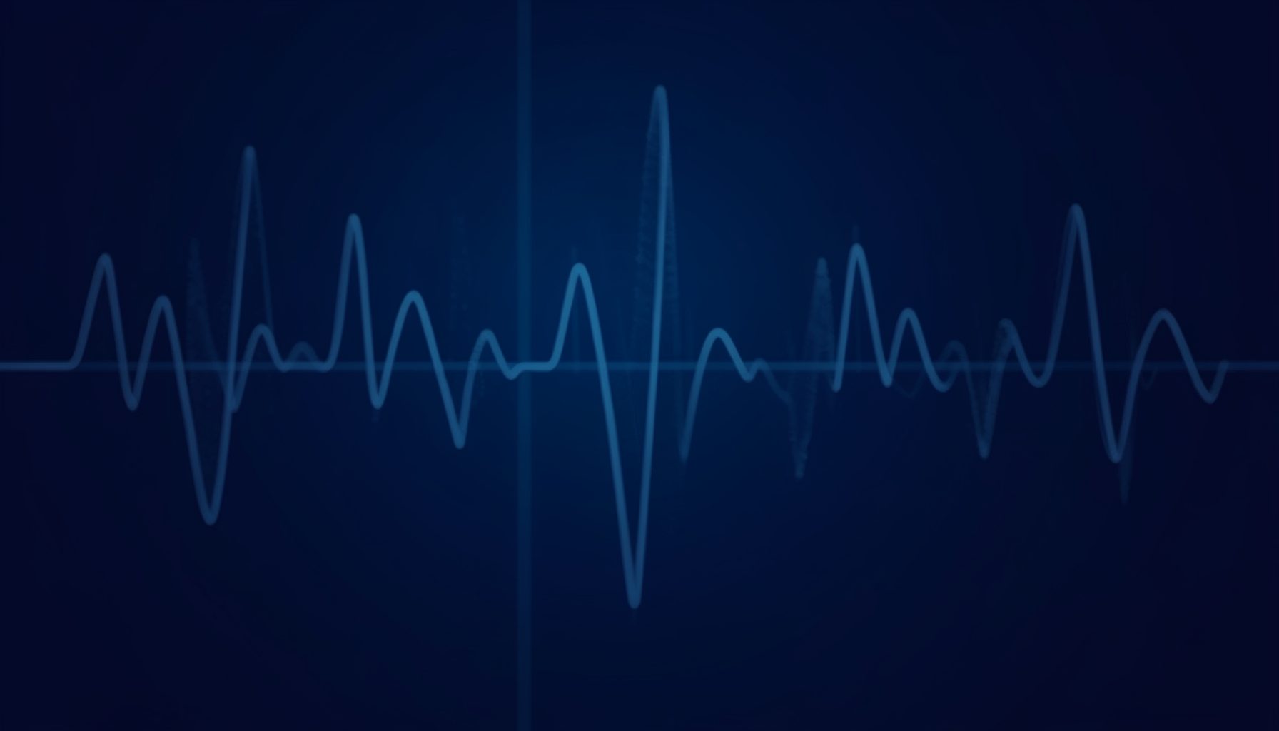 Dark blue abstract background with subtle medical waveform patterns suggesting cardiac rhythm, conveying a scholarly and clinical atmosphere