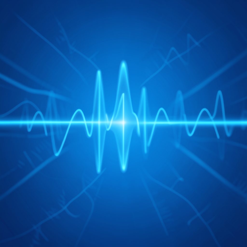 Cool blue abstract medical background with subtle pulse-like patterns