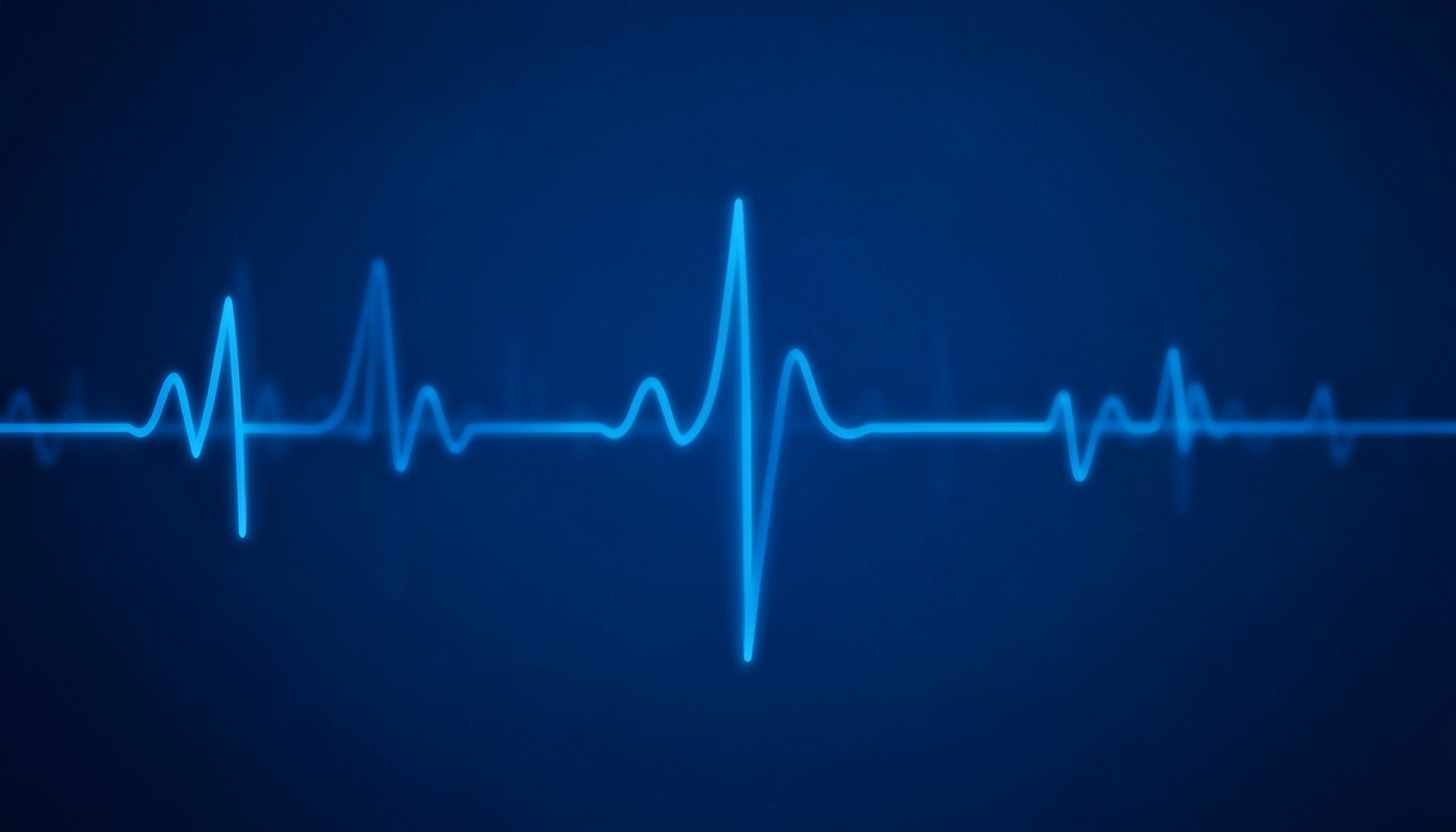 Deep blue clinical background with subtle heartbeat waveform, authoritative medical journal aesthetic