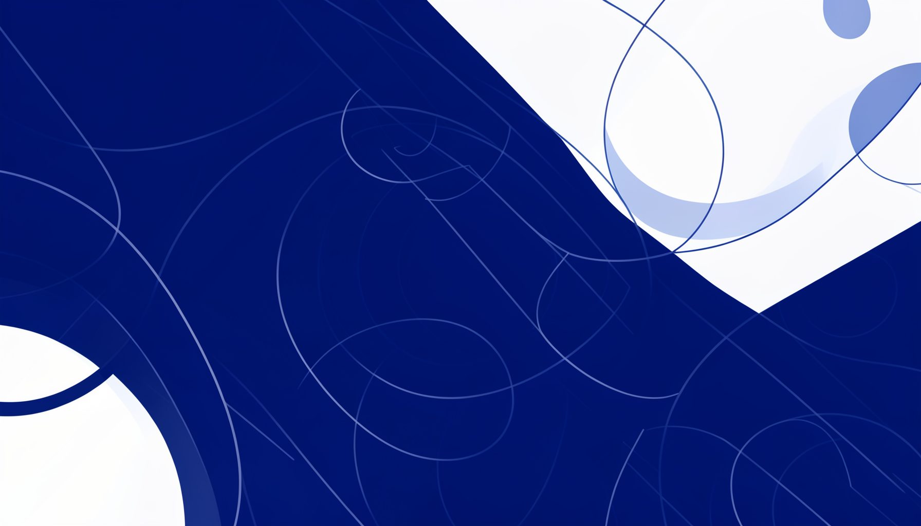 Navy and white abstract design with subtle circular patterns suggesting cardiac monitoring